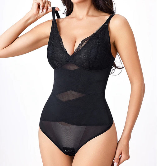 Lace Deep-V Shaping Bodysuit