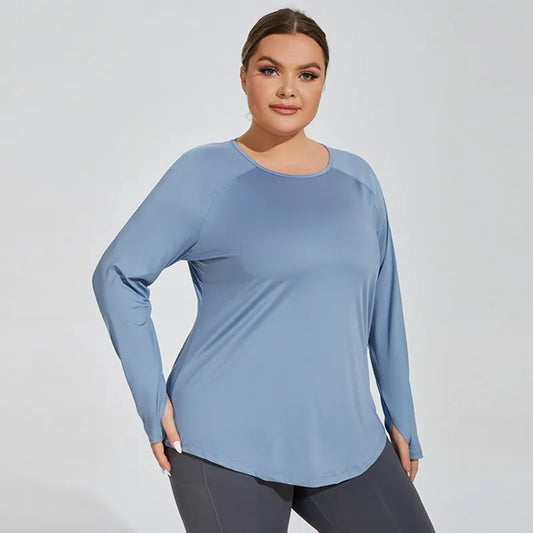 Plus-Size Long-Sleeve Sports Top