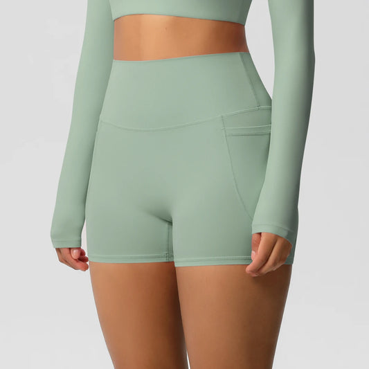 High-Waist Pocketed Sports Shorts